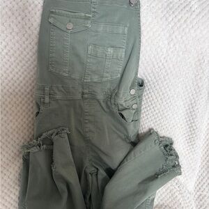 Green Distressed Overalls